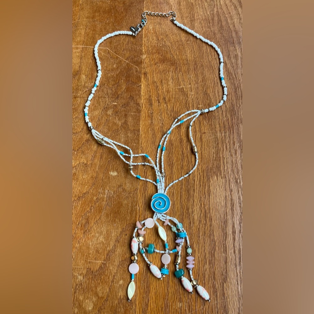 CHICO’S Beaded, Medallion Pendant, Statement Necklace
